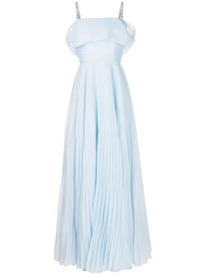 Jenny Packham crystal-strap off-shoulder gown - Blue