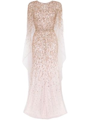 Jenny Packham Delphine sequinned cape gown - Pink