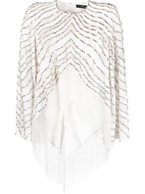 Jenny Packham embellished long-sleeved blouse - White