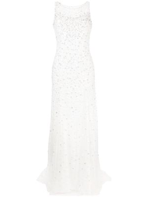 Jenny Packham Ida embellished pleated dress - White