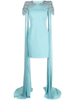 Jenny Packham Jenna cape crystal-embellished dress - Blue