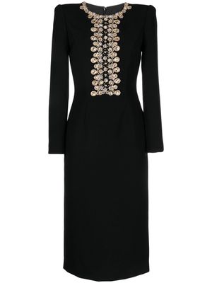 Jenny Packham Juno crystal-embellished midi dress - Black
