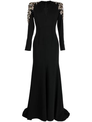 Jenny Packham Kay crystal-embellished V-neck gown - Black