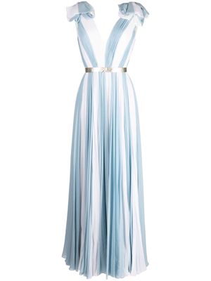 Jenny Packham Laguna pleated silk maxi dress - Blue