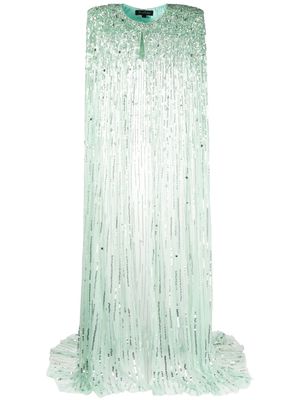 Jenny Packham Lapwing sequin-embellished cape gown - Green