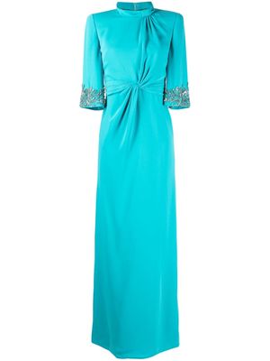 Jenny Packham Lily beaded crepe gown dress - Blue