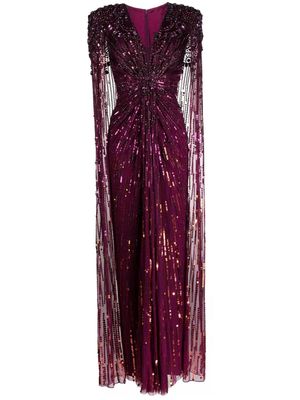 Jenny Packham Lotus Lady sequin-embellished gown - Purple