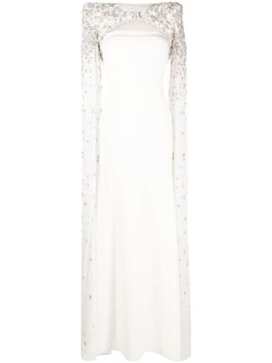 Jenny Packham Lumi crystal-embellished cape - White