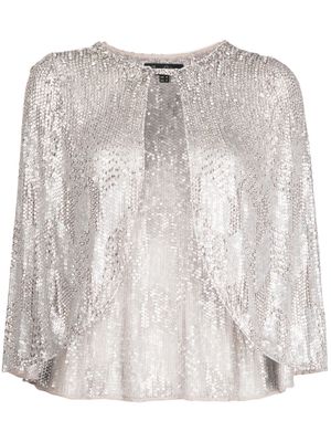 Jenny Packham Mimis sequin-embellished cape - Silver