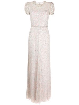 Jenny Packham Nerissa sequin-embellished flared gown - White