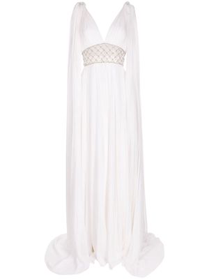 Jenny Packham Oda crystal silk gown - White