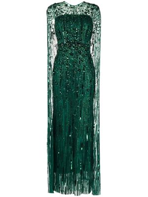 Jenny Packham Ruby cape-effect sequinned gown - Green