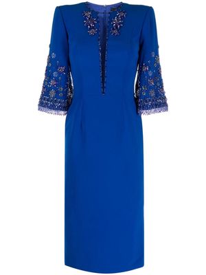 Jenny Packham Sandrine bead-embellished midi dress - Blue