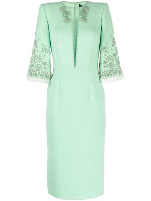 Jenny Packham Sandrine bead-embellished midi dress - Green