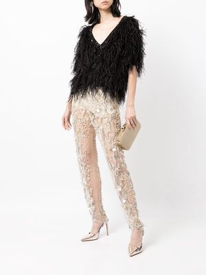 Jenny Packham sequined tapered trousers - Neutrals