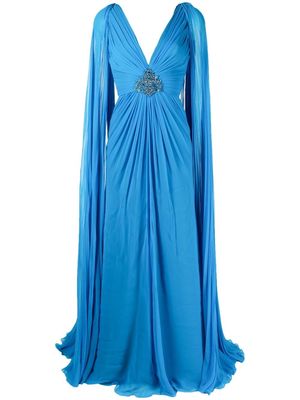Jenny Packham Sylvia cape-sleeve gown - Blue
