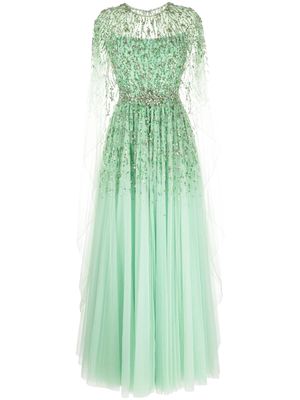 Jenny Packham Ursula cape-design dress - Green