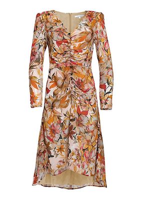 Jenny Ruched Floral Midi-Dress