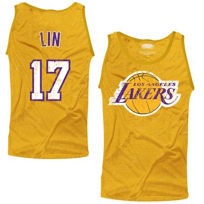 Jeremy Lin Los Angeles Lakers Majestic Threads Player Tri-Blend Tank Top - Gold