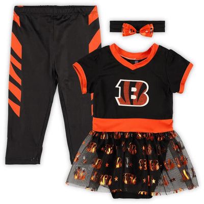 JERRY LEIGH Girls Infant Black Cincinnati Bengals Tailgate Game Day Bodysuit with Tutu