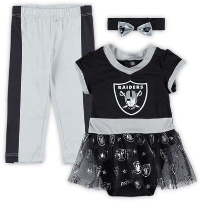 JERRY LEIGH Girls Infant Black Las Vegas Raiders Tailgate Game Day Bodysuit with Tutu