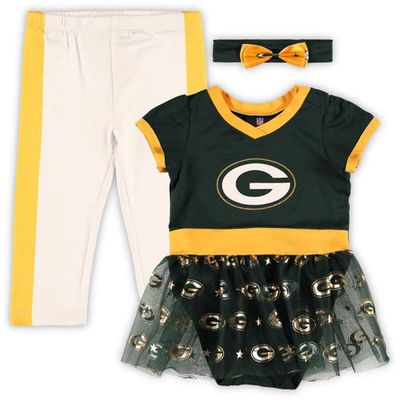 JERRY LEIGH Girls Infant Green Green Bay Packers Tailgate Game Day Bodysuit with Tutu