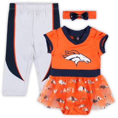 JERRY LEIGH Girls Infant Orange Denver Broncos Tailgate Game Day Bodysuit with Tutu
