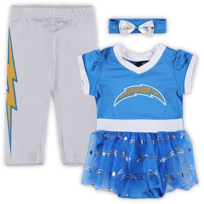 JERRY LEIGH Girls Infant Powder Blue Los Angeles Chargers Tailgate Game Day Bodysuit with Tutu