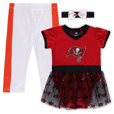 JERRY LEIGH Girls Infant Red Tampa Bay Buccaneers Tailgate Game Day Bodysuit with Tutu