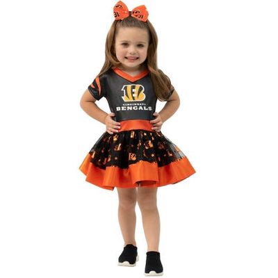 JERRY LEIGH Girls Toddler Black Cincinnati Bengals Tutu Tailgate Game Day V-Neck Costume