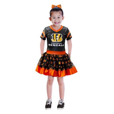 JERRY LEIGH Girls Youth Black Cincinnati Bengals Tutu Tailgate Game Day V-Neck Costume