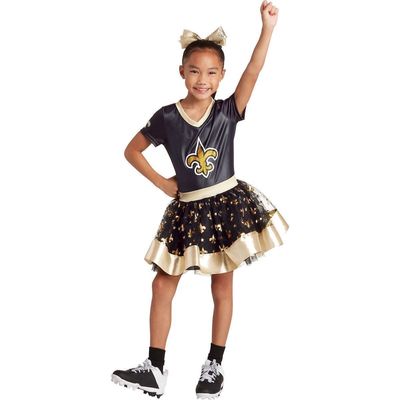 JERRY LEIGH Girls Youth Black New Orleans Saints Tutu Tailgate Game Day V-Neck Costume