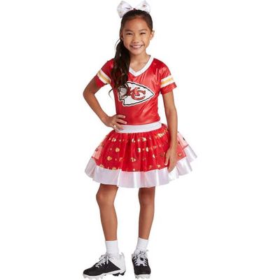 JERRY LEIGH Girls Youth Red Kansas City Chiefs Tutu Tailgate Game Day V-Neck Costume