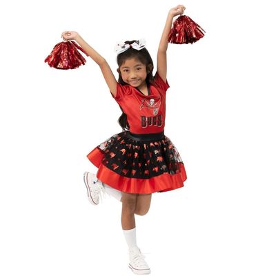 JERRY LEIGH Girls Youth Red Tampa Bay Buccaneers Tutu Tailgate Game Day V-Neck Costume