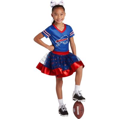 JERRY LEIGH Girls Youth Royal Buffalo Bills Tutu Tailgate Game Day V-Neck Costume