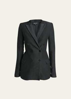 Jersey Jacquard Double-Breasted Blazer