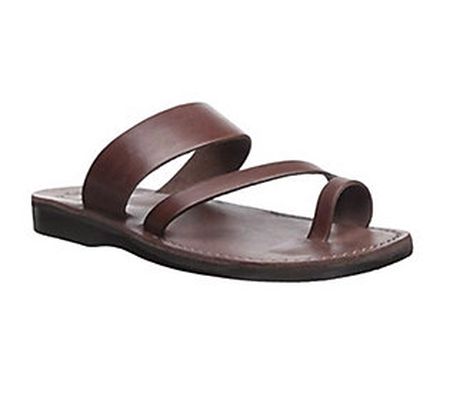 Jerusalem Sandals Men's Leather Toe Loop Slide Sandals - Zohar