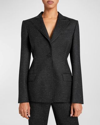 Jess Speckled Single-Button Wool-Silk Jacket