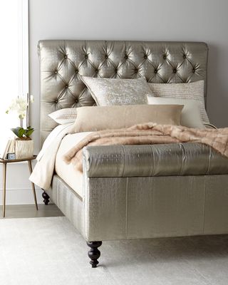 Jesse Faux-Leather Tufted King Bed