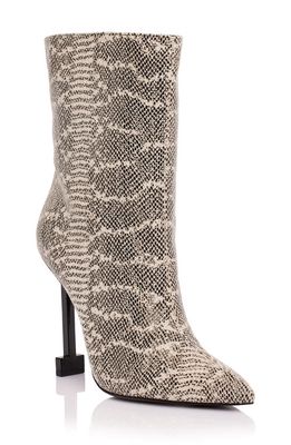 JESSICA RICH Pointed Toe Bootie in White Snake