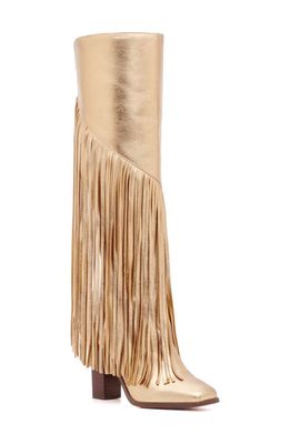 Jessica Simpson Asire Fringe Knee High Boot in Gold
