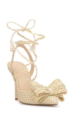 Jessica Simpson Hirlia Pointed Toe Ankle Tie Pump in Light Natural