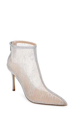 Jewel Badgley Mischka Gesina Pointed Toe Lace Bootie in Silver