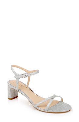 Jewel Badgley Mischka Omari Ankle Strap Sandal in Silver Glitter