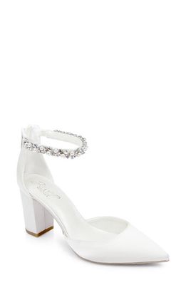 Jewel Badgley Mischka Rissa Ankle Strap Pointed Toe Pump in Ivory