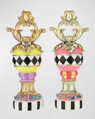 Jeweled Harlequin Pastel Finials, Set of 2