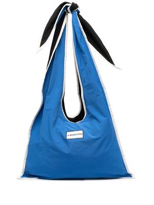 Ji WON CHOI logo-patch two-tone design shoulder bag - Blue