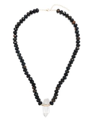 JIA JIA 14kt yellow gold tiger eye and quartz beaded necklace - Black