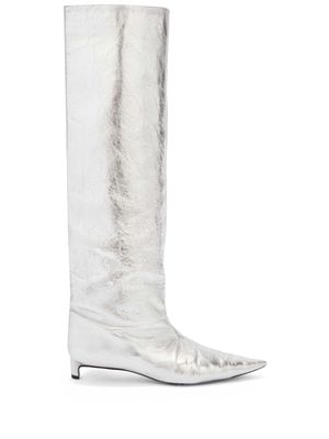 Jil Sander 30mm metallic knee boots - Grey