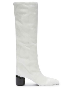 Jil Sander 70mm goat-fur knee-high boots - White
